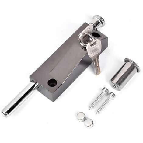 Verrou de porte multifonction - Verrou de porte de garage - Verrou de porte universel - Avec 2 clés - Pour intérieur et extérieur - Noir (1/4)