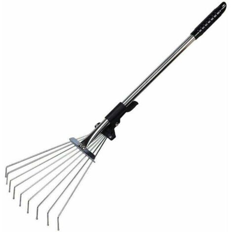 Râteau à feuilles de jardin Râteau de jardin réglable en métal Râteau de camp extensible pour pelouse de jardin (1/4)
