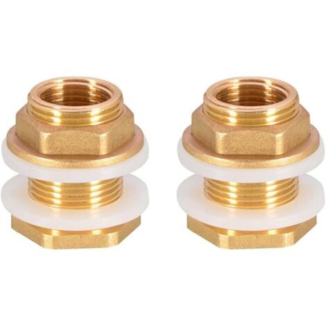 UYUYong 2 Pièces Dn20 3/4 Laiton Réservoir D'eau Tuyau D'eau Raccord Adaptateur Robinet Douille de Seau à Pluie Douille de Réservoir en Laiton pour Robinet Seau de Pluie Réservoir d'eau (1/4)