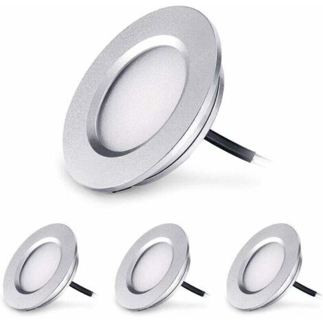 LED Spot Encastrable Extra Plat 3W 12V LED Encastré Lampe Plafonnier Rond Dimmable 240 Lumen Blanc Chaud IP44 pour Salle de bain Salon Cabine, Bateau Voiture Lot de 4 [Classe énergétique A++]