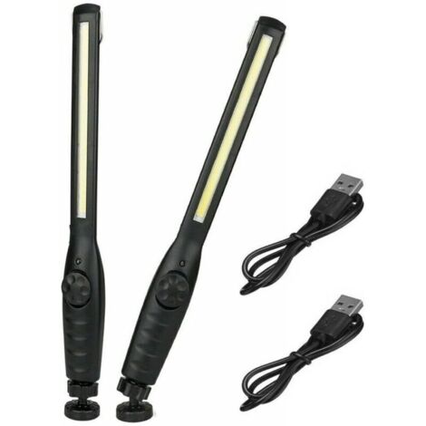 2 Pièces Lampe de Travail Magnétique LED Lampe de Poche Rechargeable Super Lumineuse pour Garage, Camping, Randonnée, Réparation automobile, D'urgence [Classe énergétique A] (1/4)