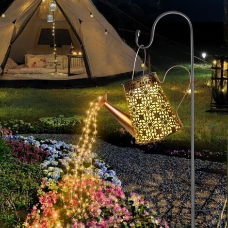 Lampes solaires extérieure - 0.2W étanche IP65 - arrosoir solaire - blanc chaud - pour jardin, patio - Avec support (1/4)