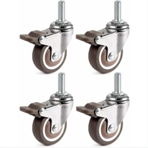 Enowelir 4 Pièces Roues Pivotantes, 25mm M6 x 15mm Pole Roulettes de Meubles pour Chariots (1/4)