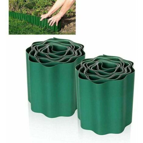 2 PCS Bordure de Pelouse Flexible 9M × 15CM, Clôture Gazon Bordure Jardin Plastique Bordurette de Jardin Bords Bordures Jardin Exterieur PVC - Bordure de Jardin Flexible Vert (1/4)