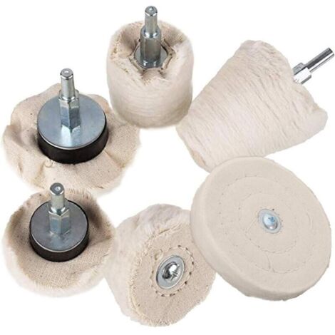 Roue de polissage pour perceuse, 6 pièces avec poignée de 6,35 cm pour meuleuse Outil de polissage, kit de tampon de perçage (1/4)
