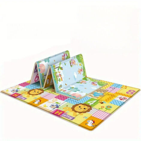 Tapis de Jeu pour Enfant Bebe 180x100x1cm Tapis de Sol Epais Pliable Reversible - Imperméable Double Face - Tapis d'éveil pour Bébé (1/4)