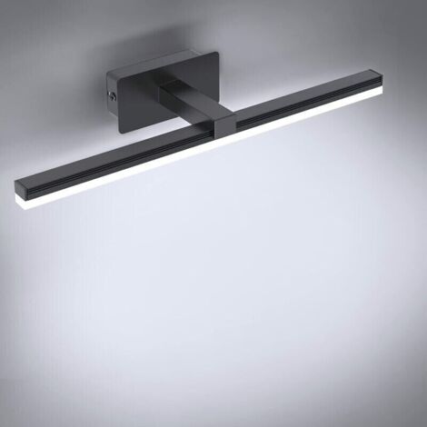Lampe Miroir LED 9W, Lampe Miroir Salle De Bain Blanc Froid 6000K Éclairage Avant Miroir 40cm Éclairage Armoire Salle De Bain 720LM Lampe Murale Miroir Led Noir(Pas D'interrupteur) (1/4)