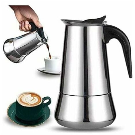 Cafetière italienne 12 tasses en acier inoxydable compatible tous types de feux 12 tasses (1/4)
