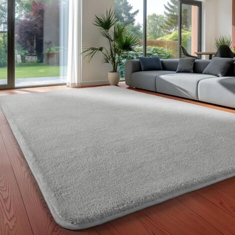 Tapis Enfant 60x120 cm Doux Moelleux Poils Courts Lavable Machine Gris Fille Garçon Chambre Jeux Salon Décoration Moderne (1/4)
