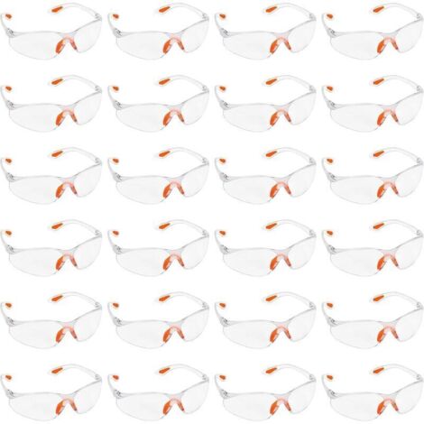 Lot de 24 Lunettes de Sécurité Transparentes - Lunettes de Protection avec Verres en Plastique, Pont-de-Nez et Embouts de Branches en Caoutchouc pour Plus de Confort - Lunette Transparente PPE (1/4)