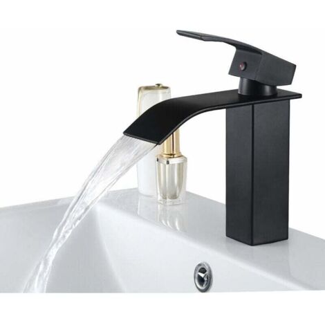 NOIR Robinet de Lavabo en Cascade Mitigeur en Laiton pour Salle de Bain Design Moderne (1/5)