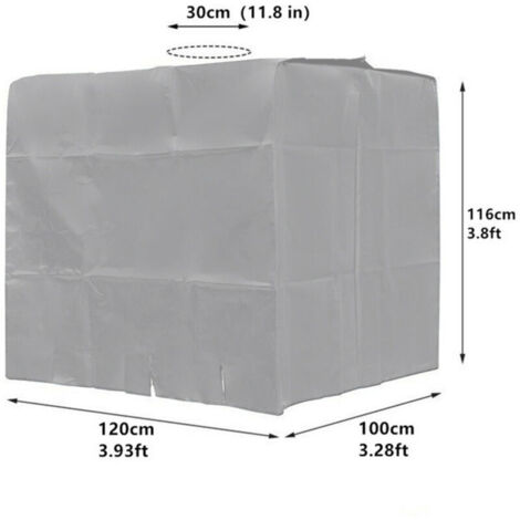 Bâche Réservoir d'eau IBC 1000 L Couverture Container Citerne Eau Pluie avec Fermeture éclair Coupe-Vent Anti-UV 420D Résistant à la Déchirure(gris) (1/5)