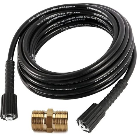 extension de tuyau de lavage haute pression 10 m 1600 PSI - Tuyau de rechange avec connecteur à filetage mâle M22 compatible avec Karcher K Series K3 K4 K5 (1/4)
