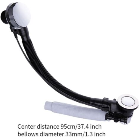 Tuyau de vidange flexible pour baignoire avec fonction de trop-plein pour salle de bain et cuisine, entraxe 53 cm (1/4)