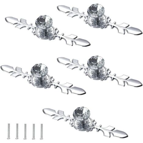 Bouton de Meuble 5 Pièces Bouton de Porte Diamant Poignee de Meuble Diamant Bouton de Meuble Vintage avec Poignée de Tiroir Poignée de Tiroir avec Vis Accessoire,170mm (1/3)