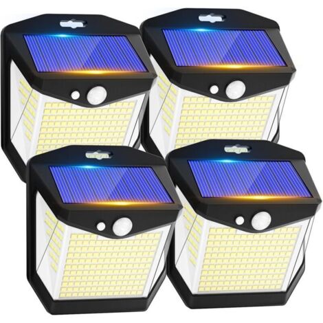 4pcs Lampe Solaire Exterieur - 248 LED Lumiere Solaire Exterieur IP65 Etanche éclairage 270° Sécurité sans Fil lampe Mural Applique (1/4)