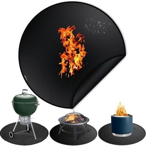 Tapis de foyer 48" pour feu de camp, tapis rond ignifuge pour foyer, tapis de camping pour accessoires Solo Stove, tapis sous le gril pour barbecue extérieur, tapis de protection pour terrasse, tapis