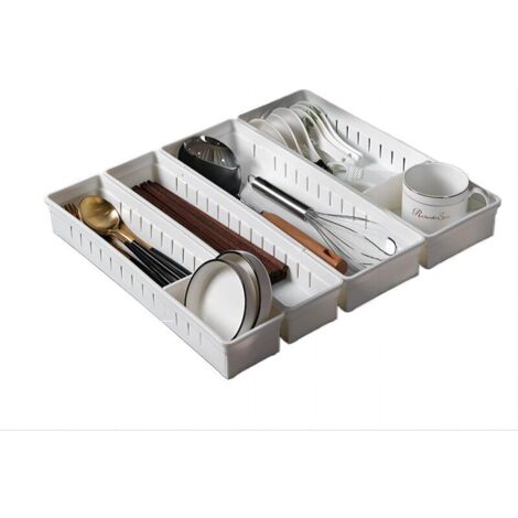 Enowelir Support de rangement pour tiroir de cuisine gratuit, 2 grands + 2 petits – Support de rangement multifonctionnel idéal pour les ustensiles de cuisine et la papeterie [Énergie de qualité A] (1/4)