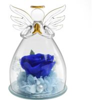 Forever Rose Angel Cadeaux Femme , Fleur Artificielle Fleurs éternelles Galaxy ,maitressedecole Rose Cadeaux maitressedecole mères Fete des, Saint Valentin, Anniversaire et Anniversaire (Bleu)