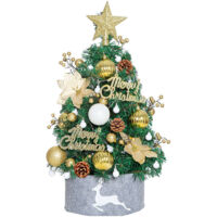 Mini 60CM Sapin de Noel Lumineux, Sapin Noel Artificiel LED avec Guirlandes Lumineuses et Ornements, Petit Sapin de Noel A