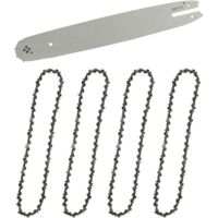 Guide et chaîne pour tronçonneuse Guide-chaîne & 4 Chaînes de tronçonneuses,Guide tronçonneuse 35cm,Chaînes de tronçonneuses à gouges carrées 3/8" 1,3 mm