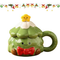 Christmas Mugs Set of Ceramic Coffee Mug with Lid Hot Chocolate Mugs, 14 oz Coffee Mugs, Hot Cocoa Mugs,Fall Mugs for Holiday Christmas Birthday Men Women Gifts