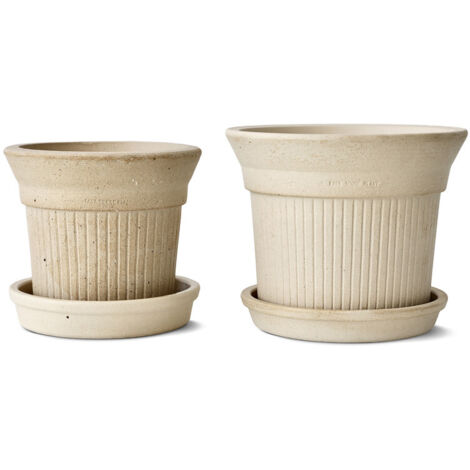 YOSE LIFE Set de 2 macetas, macetas de terracota, terracota natural hecha a mano, macetas, resistentes a las heladas, con platillos