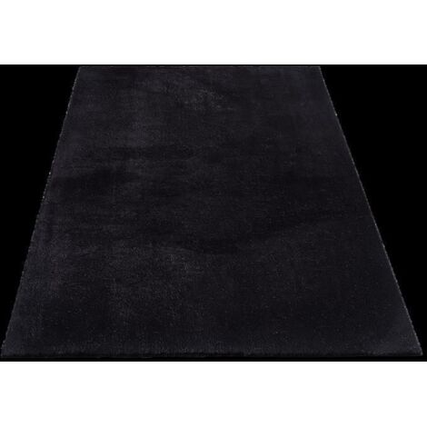 Tapis moelleux d'intérieur - Style décontracté - Antidérapant - Lavable à l'eau - Noir 140 x 200 cm (1/5)