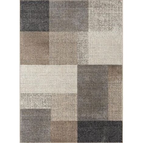 Tapis moelleux au design moderne - Fausse fourrure, tapis moelleux, dessous antidérapant, lavable à l'eau, 160 x 220 cm - Motifs géométriques - Beige (1/3)