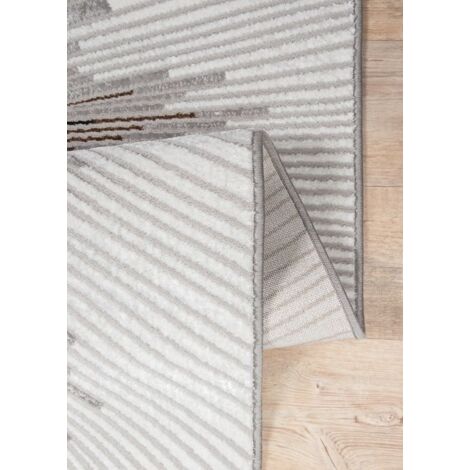 Tapis moelleux au design moderne - Fausse fourrure, tapis moelleux, dessous antidérapant, lavable à l'eau, Mila - Gris - 240 x 340 cm - Effet 3D (1/5)
