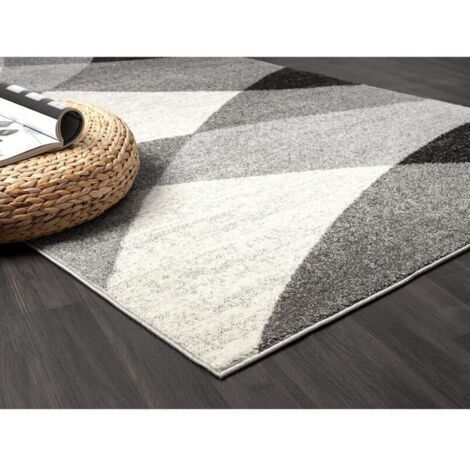 Tapis de salon - PEARL - Tapis d'intérieur confortable de style moderne - Motifs géométriques - Gris 80 x 140 cm (1/3)