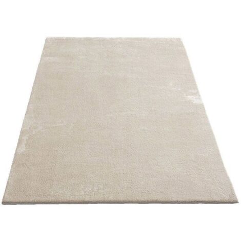 Tapis d'intérieur confortable — Tapis moelleux pour le salon, à haute densité de poils, doux et agréable au toucher, tapis moelleux — Modèle décontracté — Antidérapant — Lavable — Beige 160 x 220 cm (1/2)