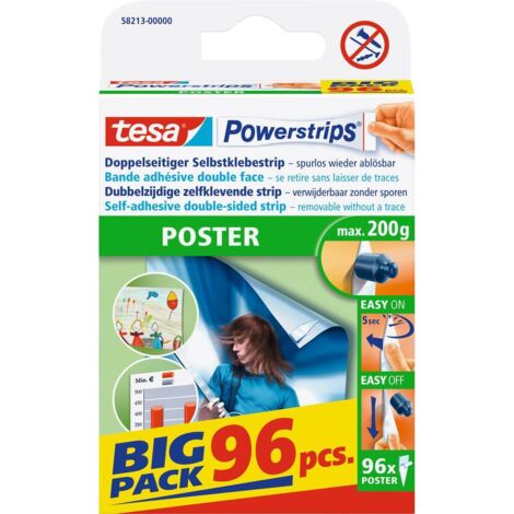 tesa Powerstrips POSTER Big Pack - 96 Bandes Adhésives Double-Face