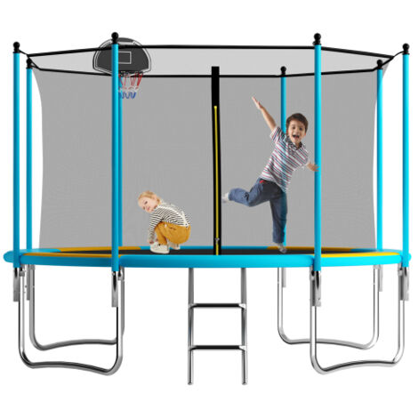 12FT Outdoor Trampoline With Basketball Hoop, Garden Trampoline With Safety Net & Ladder, Available For Toddlers And Adults, Up to 150kg  Intranet