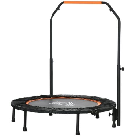 40" Foldable Mini Fitness Trampoline, for Indoor Outdoor Use,with Adjustable Foam Handle, Orange (1/5)