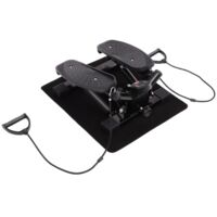 Portable Mini Stepper, Exercise Fitness Machine for Legs Arms Thigh Toner Toning Machine, Stair Steps Workout Training Fitness, w/ Resistance Bands and Floor Mat, Black