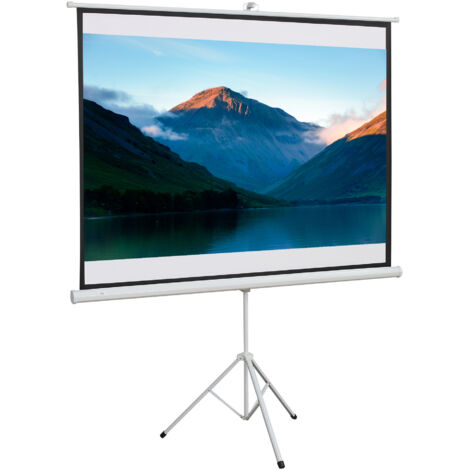 HOMCOM Écran de projection avec trépied pliable 84 pouces 4K HD 4:3, écran vidéoprojecteur réglable en hauteur, idéal pour le home cinéma, les films en intérieur/à l'extérieur (1/5)