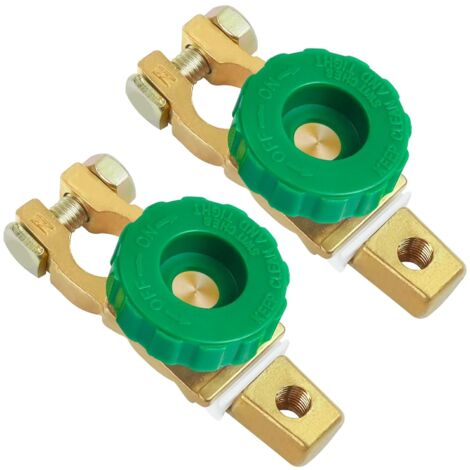 Lot de 2 Interrupteurs de Batterie 12V - Interrupteur Principal 400A en Alliage de Zinc Plaqué Cuivre avec Tampon Anti-Corrosion, Idéal pour Voiture, Camion et Bateau (1/5)
