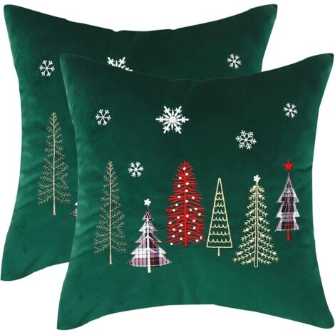 Lot de 2 Housse de Coussin Noel 45x45 cm Taie d'oreiller Père Noël Joyeux Xmas en Hiver Parure de Oreiller de Décoration de Lit Deco pour Chambres Canapé Noël Decoration (1/5)