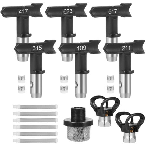 6 Pièces Embouts Réversibles pour Pulvérisateur Airless - Jeu de Buses Haute Pression (109/211/315/417/517/623)-Compatible Machines à Peinture sans Air pour Maison,Jardin,Clôtures (1/5)