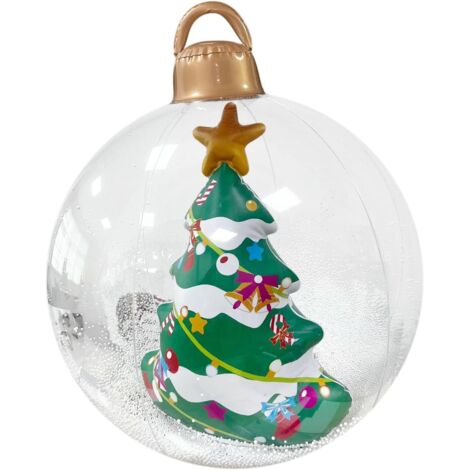Boule de Noel Gonflable - Boule de Noel Geante de 60 cm avec lumière LED - Grosse Boule de Noel PVC pour Décoration Extérieure d’Arbre de Noël, Jardin, Pelouse & Piscine (1/5)