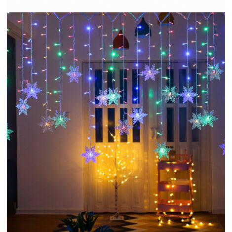 S-giant Guirlande lumineuse de Noël avec flocons de neige, 19 flocons et 96 ampoules, décoration de Noël pour l'intérieur, 8 modes d'éclairage féeriques, 4X0.6M, idéale pour carnaval, mariage et terra (1/5)