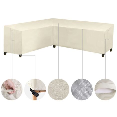 Housse Salon de Jardin Angle Exterieur, Housses de Meubles en Forme de L, Housse de Protection pour Meubles de Jardin, Housse de Canapé de Jardin Imperméable(Beige,300X300X98cm) (1/4)