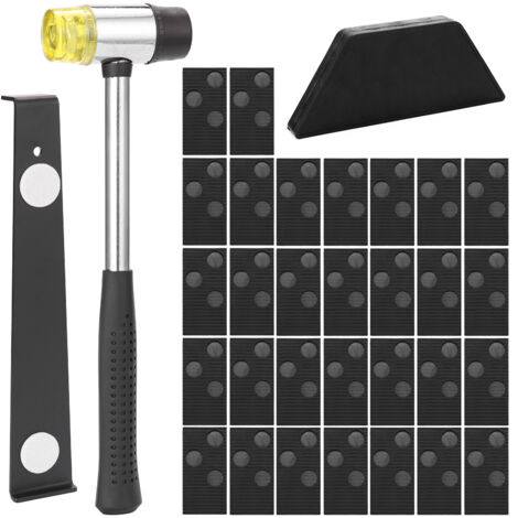 Kit Pose Parquet Stratifié - 30 Entretoises de Sol Stratifié, Maillet en Caoutchouc Double Face, Bloc Taraudage Robuste et Barre de Traction en Acier Robuste - Kit Parquet Stratifié (1/5)