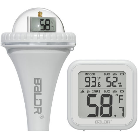 Thermomètre Piscine Flottant sans Fil Radio, Thermomètre de Température d'eau Lcd avec Récepteur Numérique Exterieur Interieur pour Aquarium,Spa,Étang à Poissons (1/5)