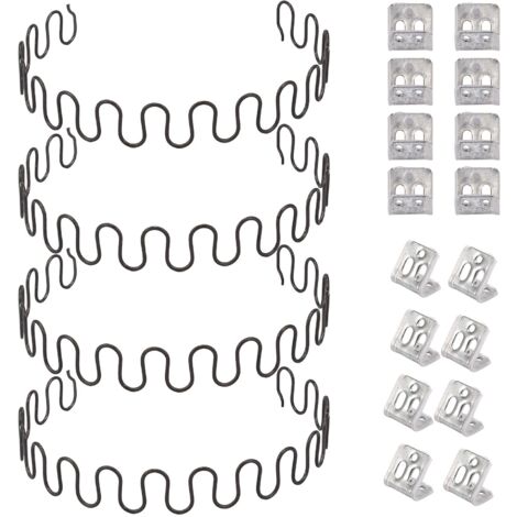 Ressorts de rechange pour canapé 4 pièces 29.53in (75cm) avec 16 clips en S, 4,0 fils de diamètre Kit de réparation de ressorts de canapé pour siège de décoration intérieure de meubles (1/5)