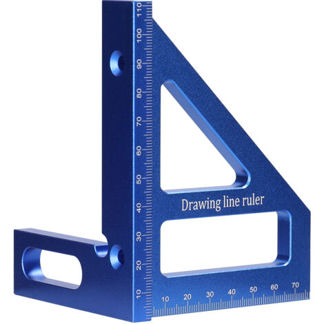 Rapporteur carré pour le travail du bois, règle de mesure multi-angle 3D, règle triangulaire en aluminium à 45/90 degrés, outil de mesure polyvalent de haute précision pour ingénieur,blue (1/5)