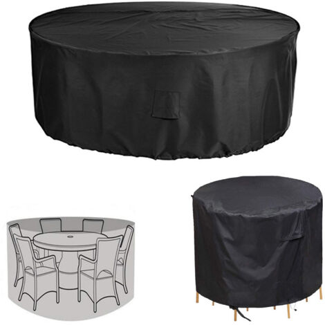 S-giant Housse pour mobilier de terrasse circulaire - Tissu Oxford résistant, imperméable, UV et déchirure, convient pour les ensembles de meubles de terrasse, couleur noire-86X36CM (1/5)