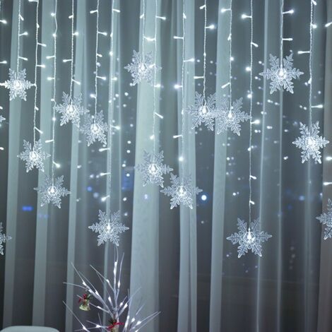 S-giant Guirlande lumineuse de Noël avec flocons de neige, 19 flocons et 96 ampoules, décoration de Noël pour l'intérieur, 8 modes d'éclairage féeriques, 4X0.6M, idéale pour carnaval, mariage et terra (1/5)