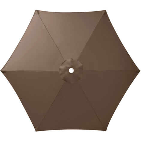 Toile de Remplacement pour Parasol 6 Branches, Parasol de Jardin Anti-UV et Imperméable, Remplacement de Toile de Parasol( Taupe foncé,250CM)